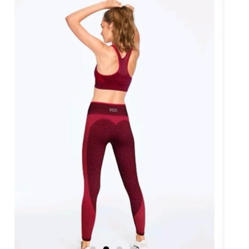 PINK Victoria Secret Seamless Leggings Red Heart women’s Small color block nwot